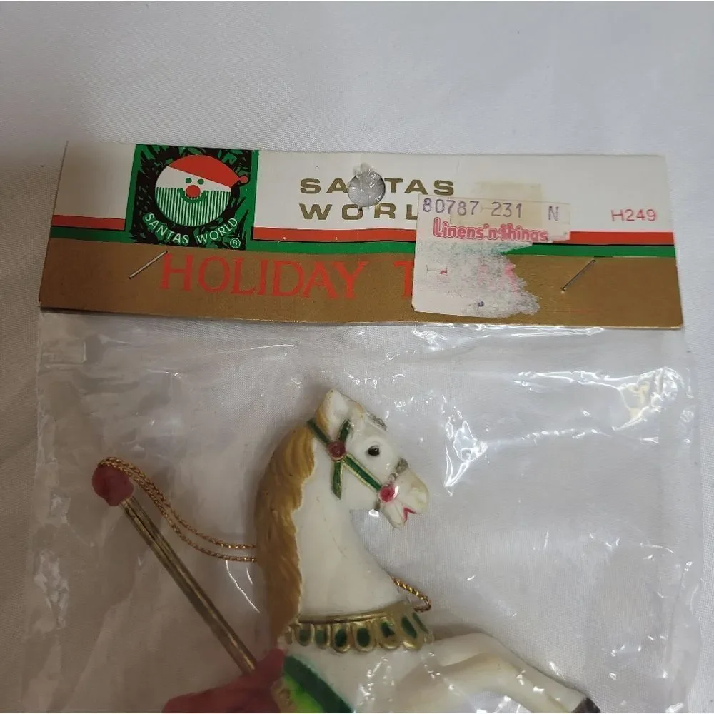 VINTAGE 90s carousel merry go round‎ horse Christmas tree ornament NIB